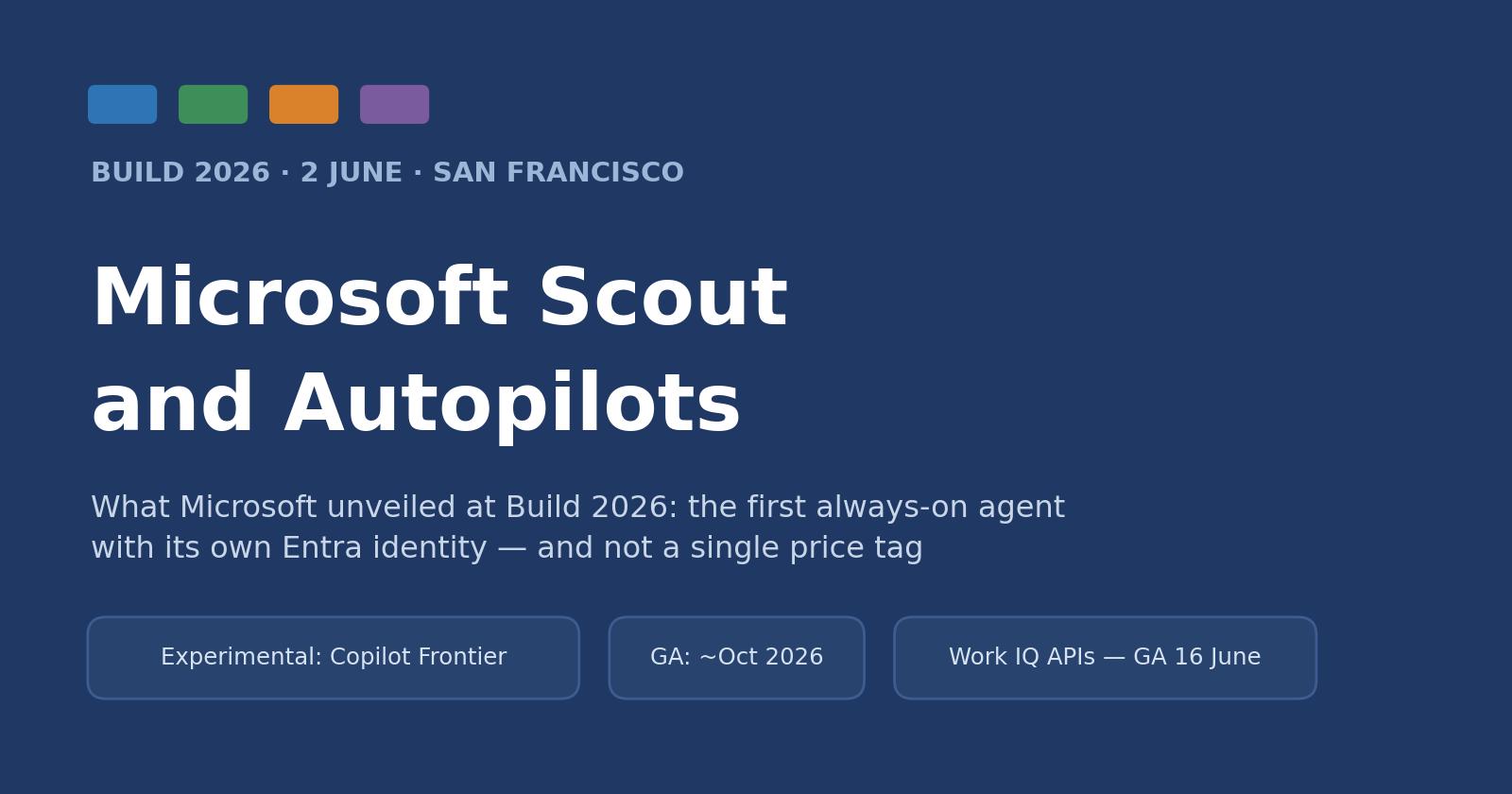 Cover image for the article on Microsoft Scout and Autopilots — the headline announcements of Microsoft Build 2026